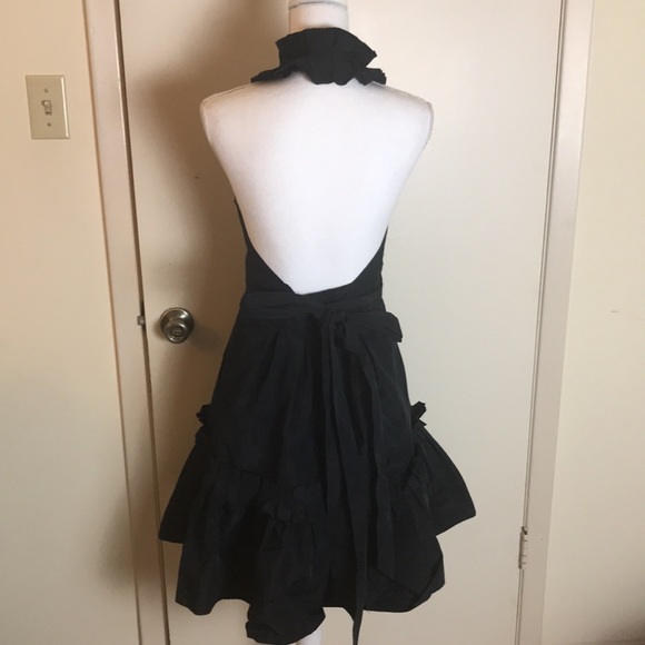 BCBG Max Azria Black Ruffle Halter Dress Size 8 - Picture 3 of 8